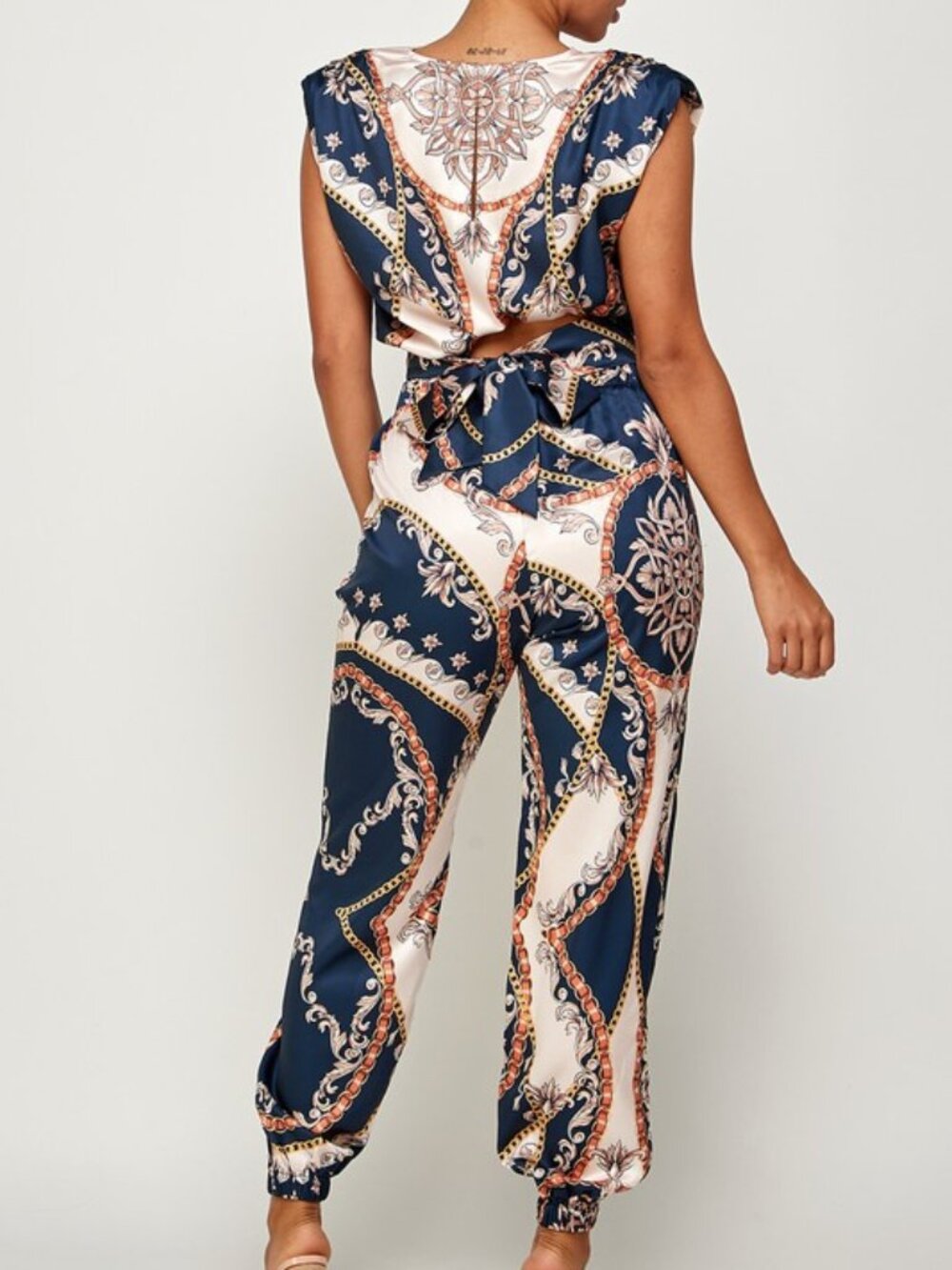 Multicolor satin 2 piece set